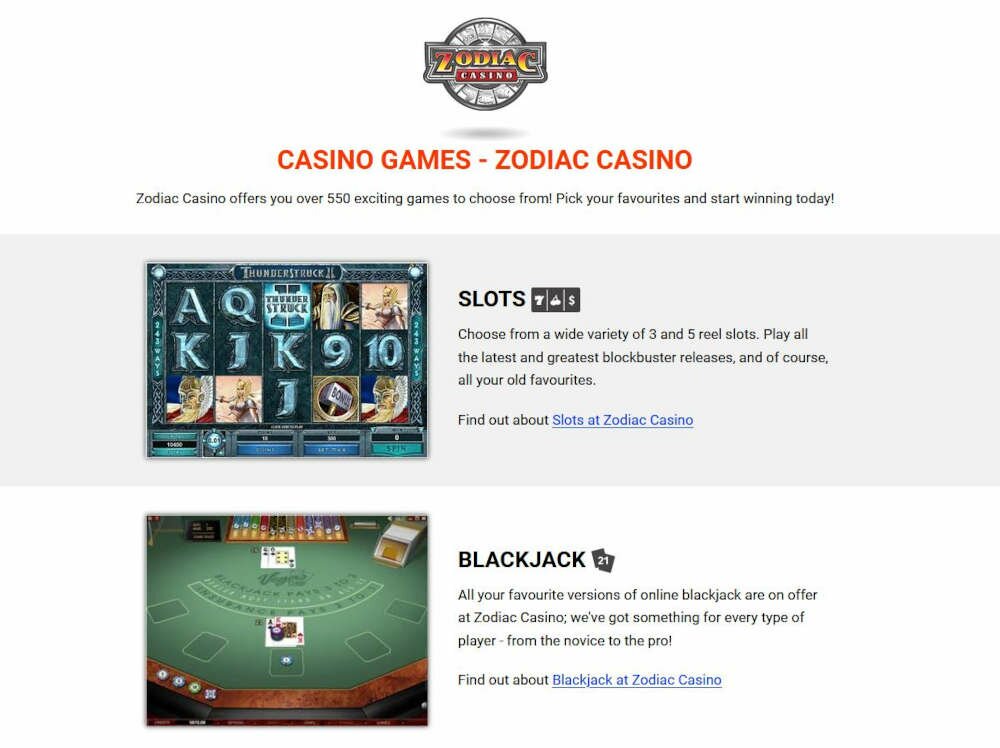 Zodiac Casino Games